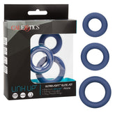 Link Up Ultra-Soft Elite Set Blue Silicone 3-Piece Graduated Enhancer Rings COCK RINGS